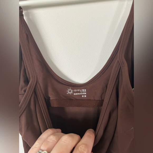 OFFLINE By Aerie Real Me XTRA Flare Jumpsuit Dark Brown Medium - Picture 7 of 9